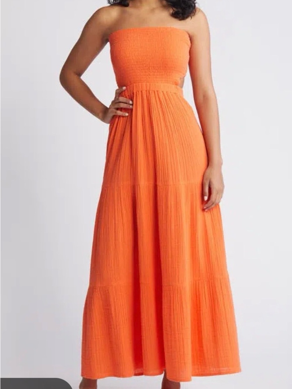 Rip Curl Premium Surf Strapless Bright Orange Maxi Dress